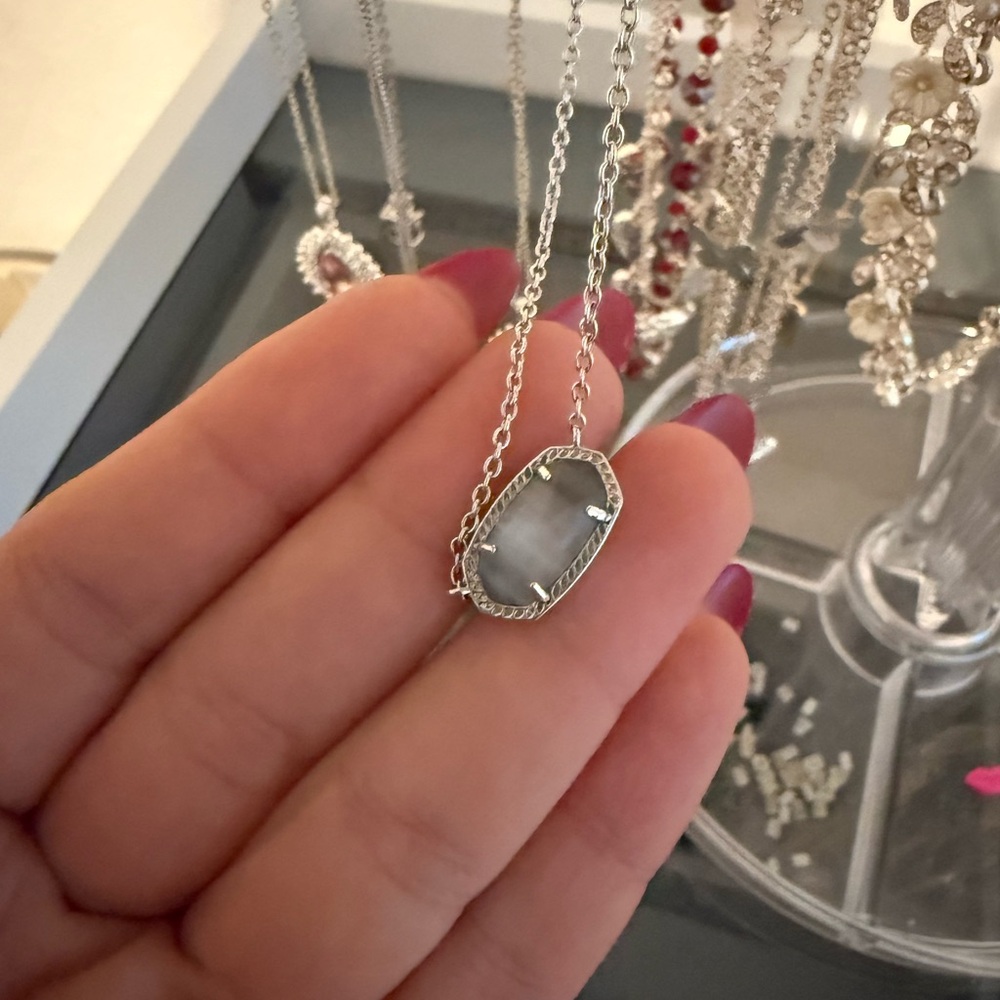 Kendra Scott Silver Necklace with Clear Stone